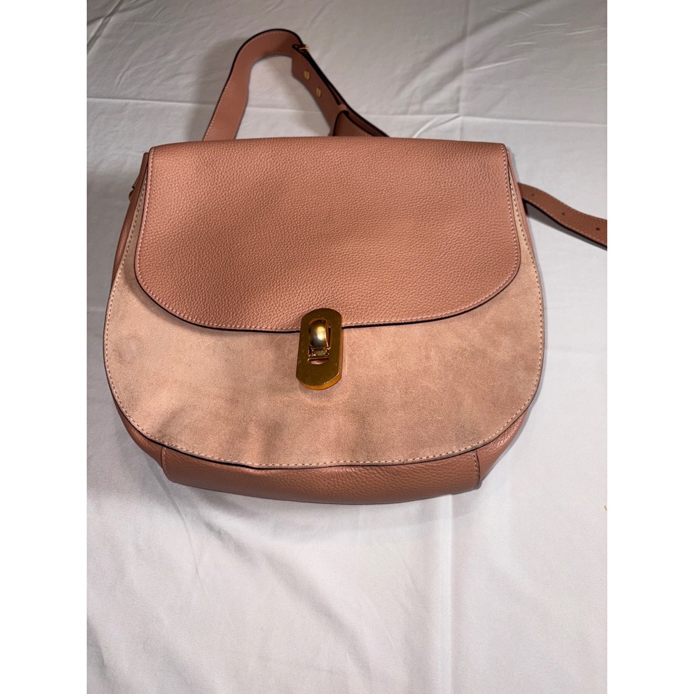 Coccinelle Beat Soft Brown Leather Suede Crossbody Bag Italian Saddle Bag